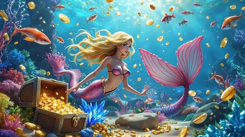 Adegan target ikan dan meriam dalam permainan arcade bawah laut
