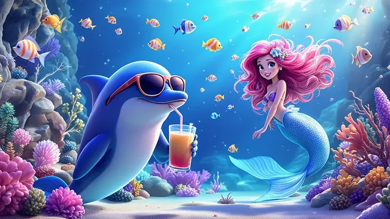 Layar permainan tembak ikan V07 dengan suasana laut dan efek arcade